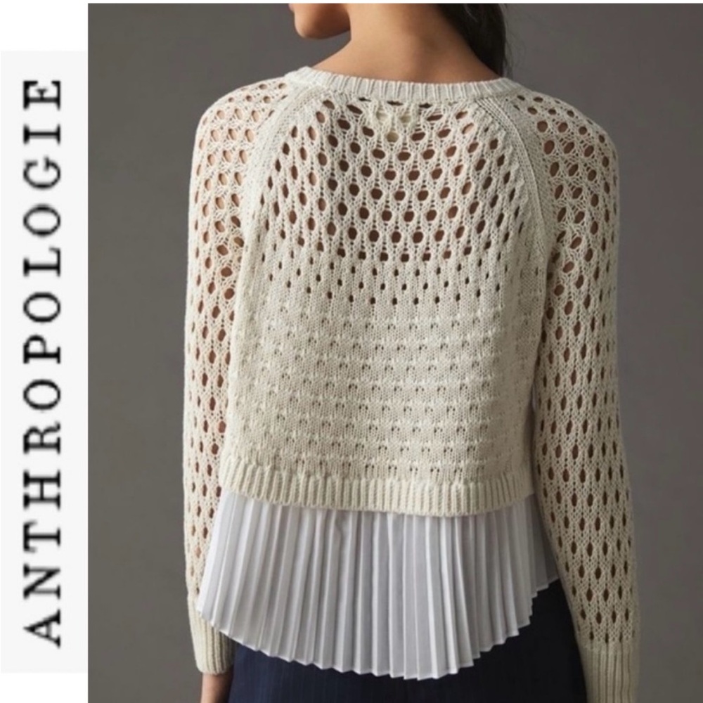 Anthropologie Maeve Layered Pleated Sweater - Picture 3 of 7